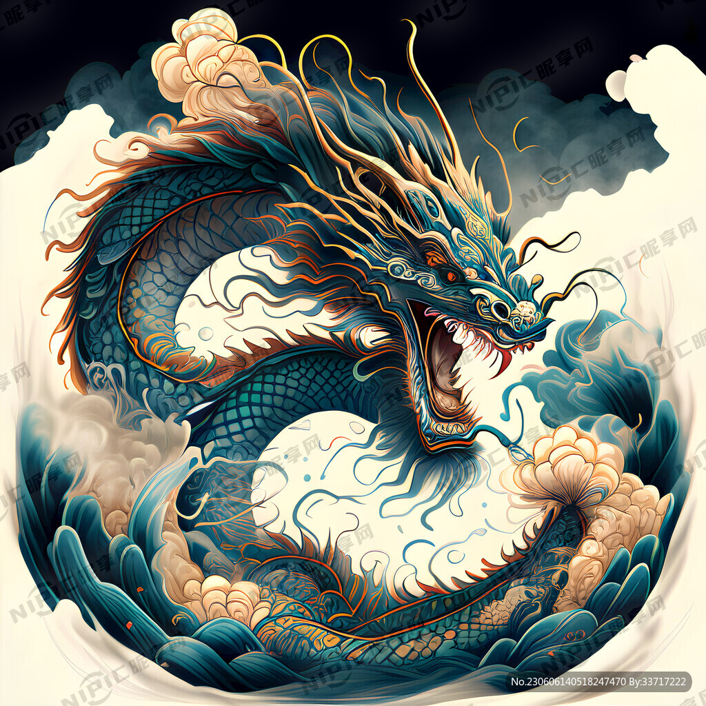手绘国潮风中国龙