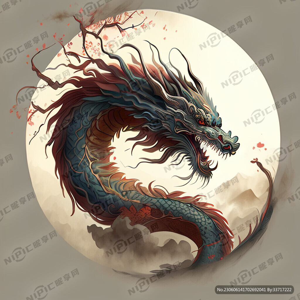 手绘中国风龙 不要背景色