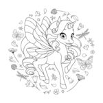 卡通独角兽线稿