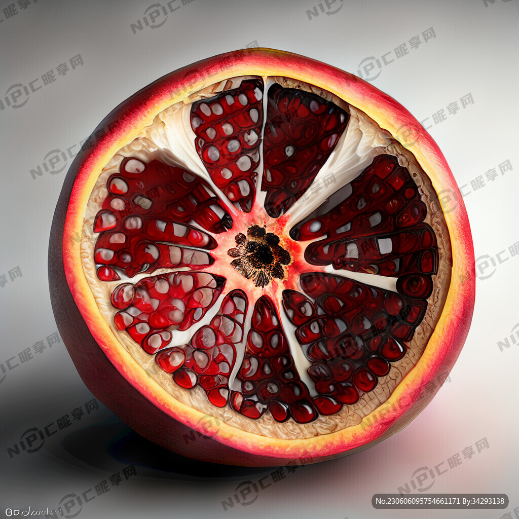 石榴切开一半 正面表现内部