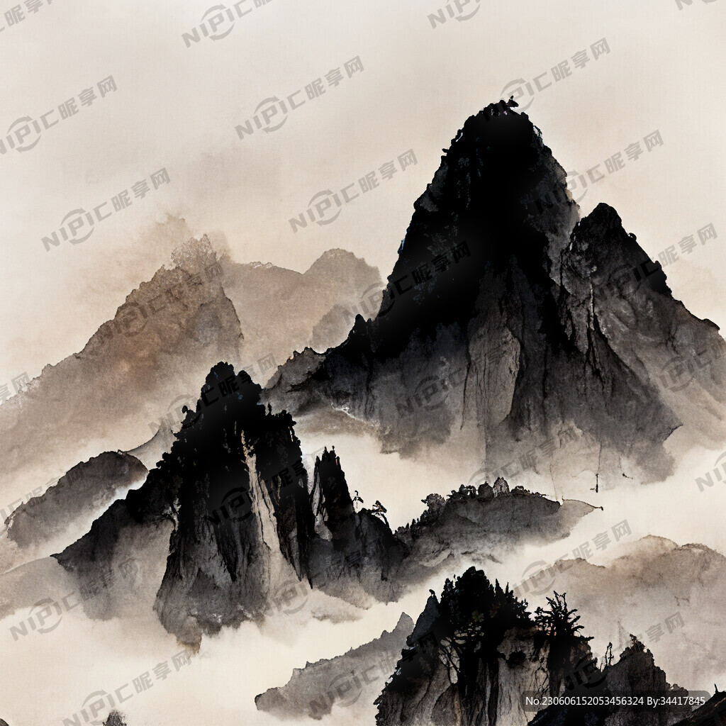 山谷 中国风 中国画 山水