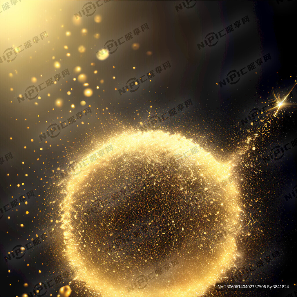 闪闪发光的金粒子散落在空中