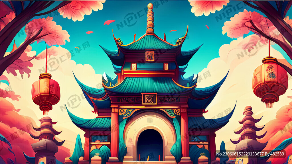 游戏梦幻唯美新中式庙会 超高清