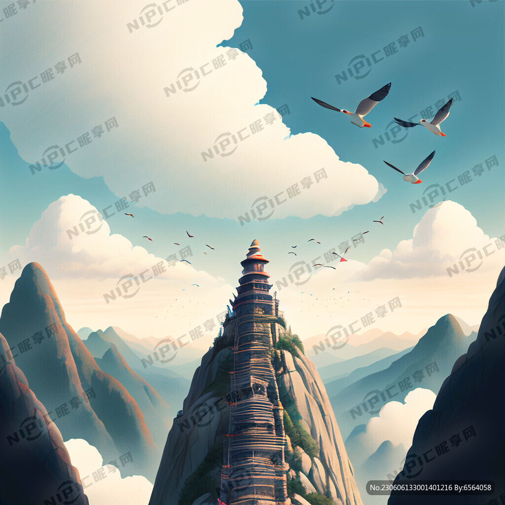 天空中排一列大雁 山上有一座庙