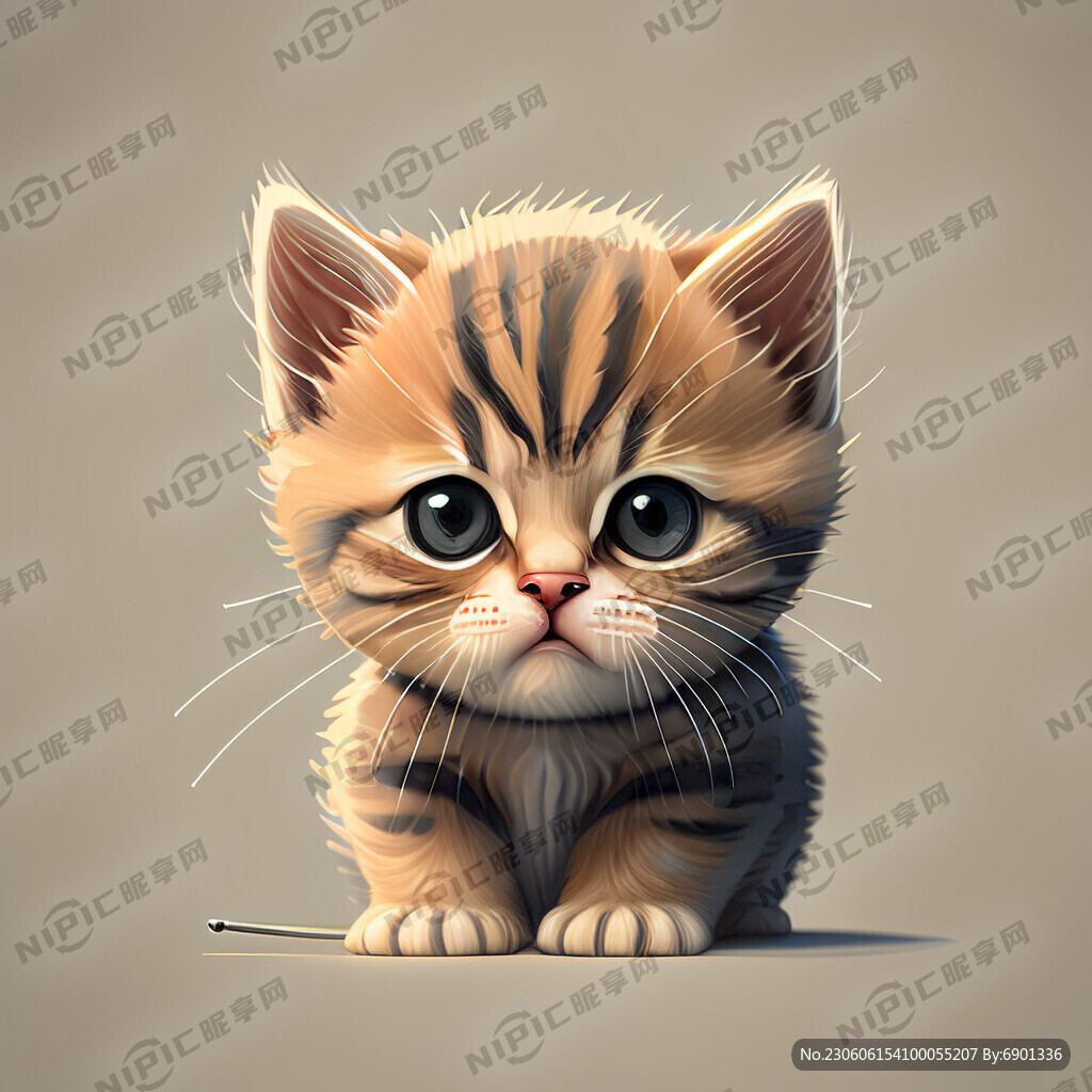 生气的简笔小猫