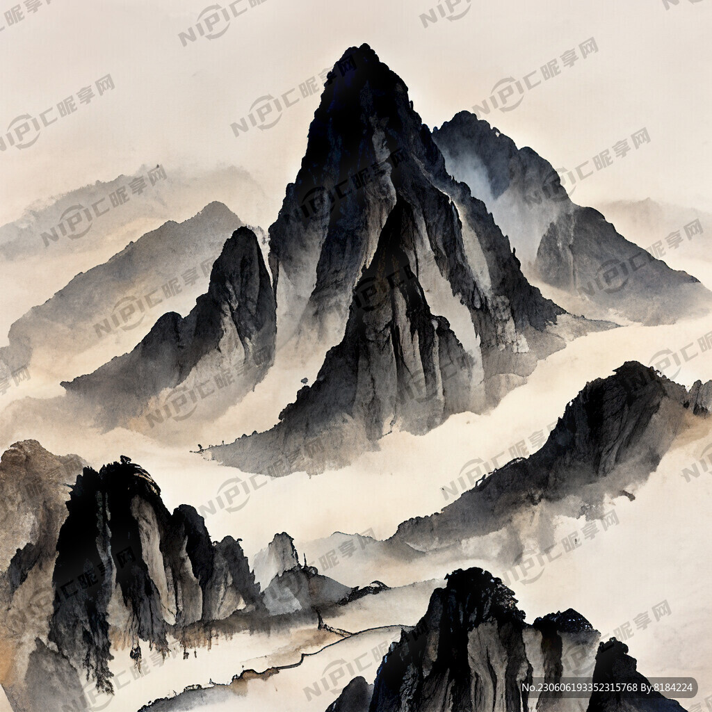 山谷 中国风 中国画 山水