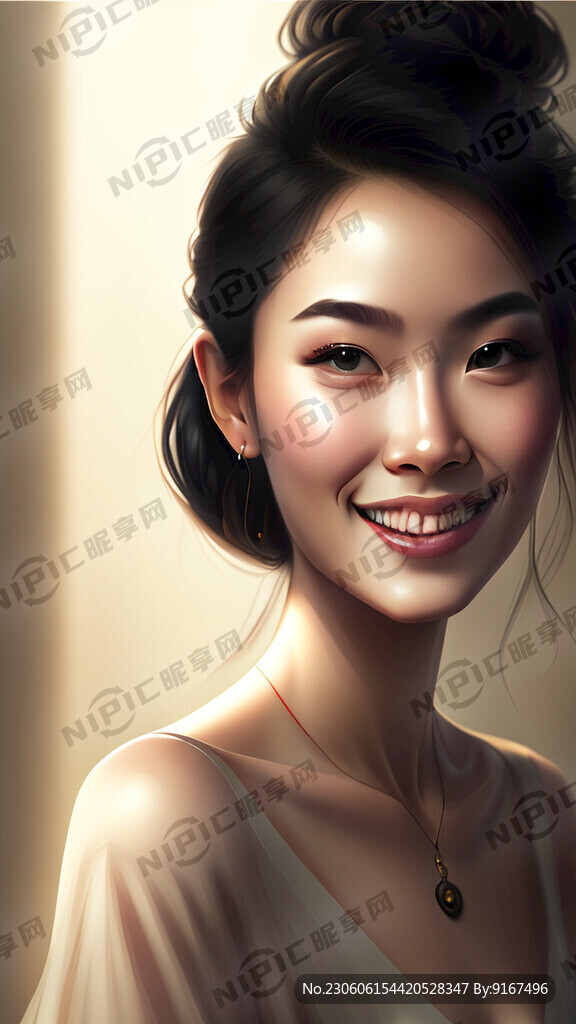 年轻美女 微笑表情 时尚