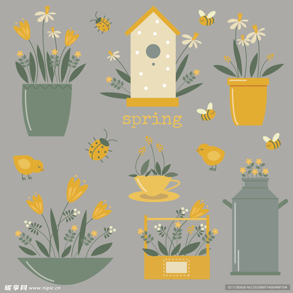 卡通花草