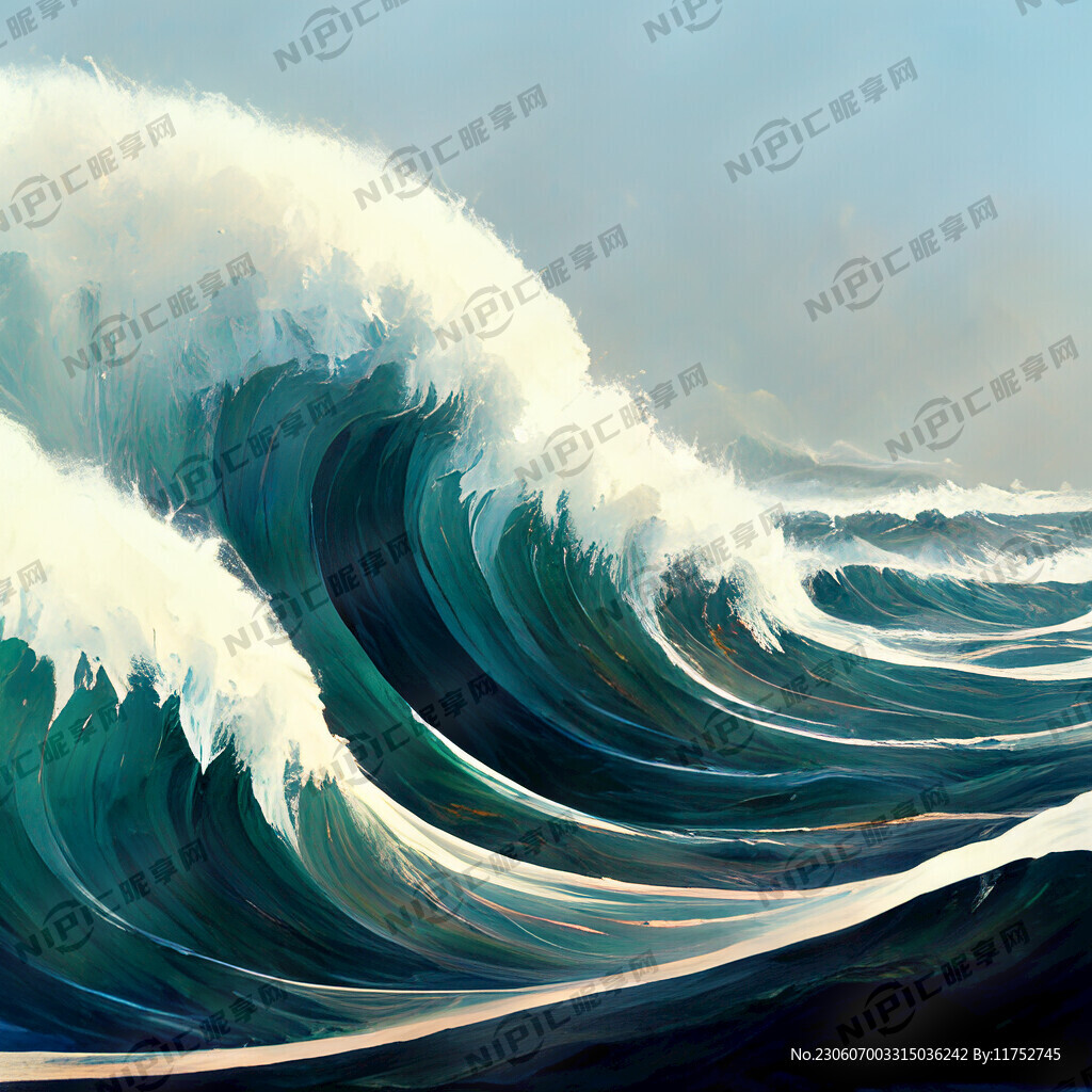大海上的波浪油画