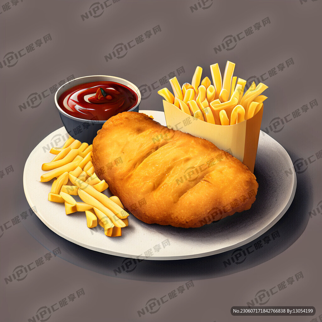 炸鸡排 炸薯条 盘子 肯德基