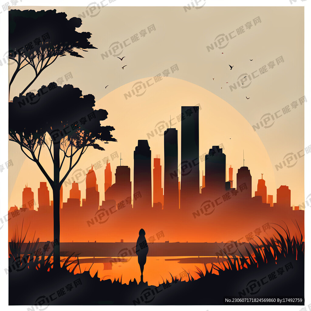 户外场景剪影 有城市风格