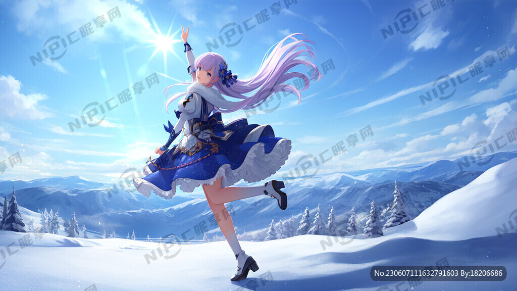 美女在雪中跳舞