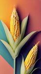 玉米图案和纯色背景