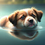 一只游泳的小狗
