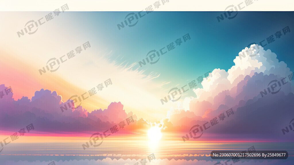 白色背景天空梦幻彩色白云明亮中