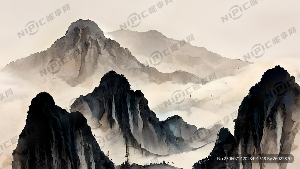 山谷 中国风 中国画 山水