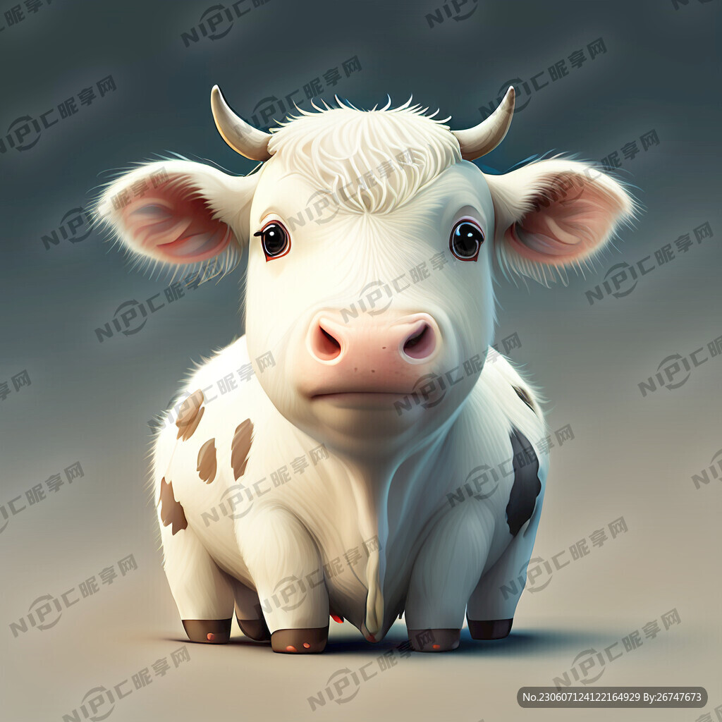 可爱白色奶牛