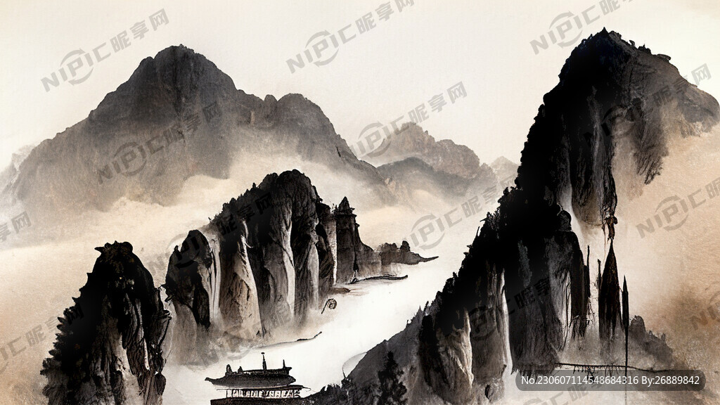 山水古风大场景工笔酒坊