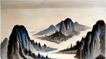 山水古风工笔画宣纸彩色文化