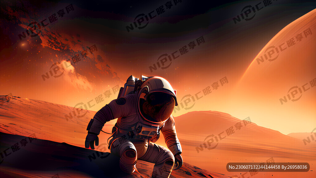 宇航人 太空背景 火星 太空