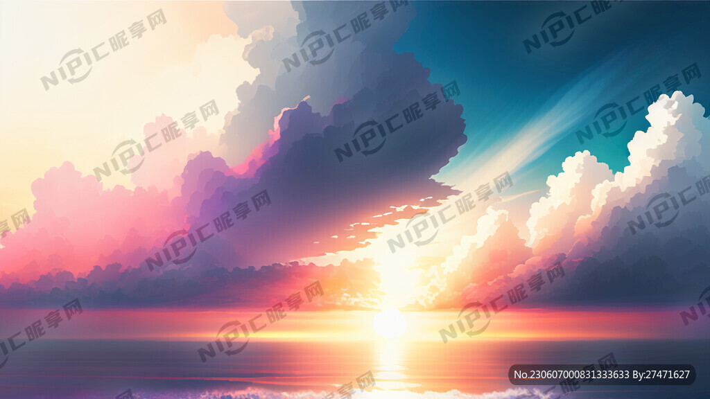 白色背景天空梦幻彩色白云明亮中