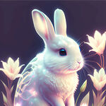 兔子，透明感，全息色，可爱，百合花，艺术创想