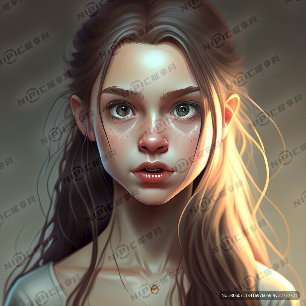 长发大眼小嘴个高女性