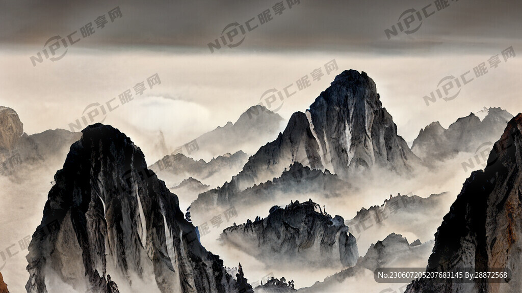 山谷 中国风 中国画 山水