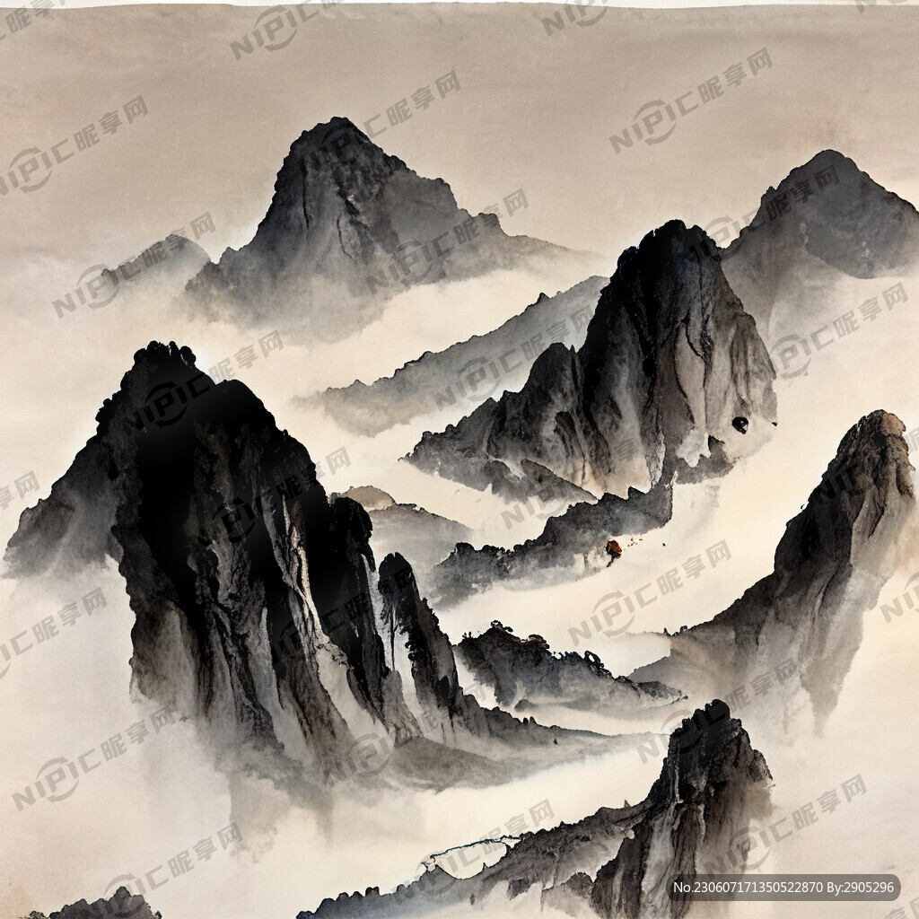 山谷 中国风 中国画 山水