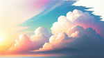 白色背景天空梦幻彩色白云明亮中间光线光日光夕阳天空白云春天浪漫柔和唯美云海壮丽风光春天景色