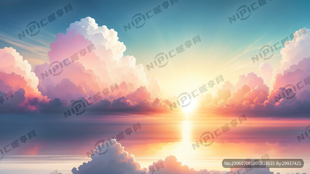 白色背景天空梦幻彩色白云明亮中