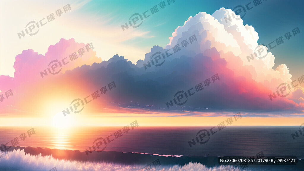 白色背景天空梦幻彩色白云明亮中