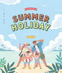 夏季海边家庭度假扁平化插画