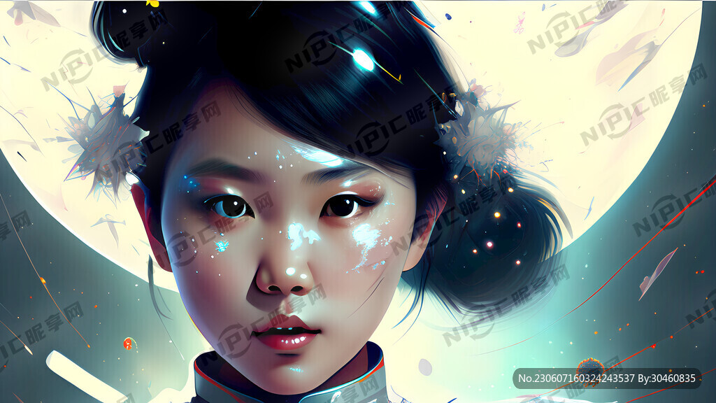 女孩星辰碎片梦幻科幻