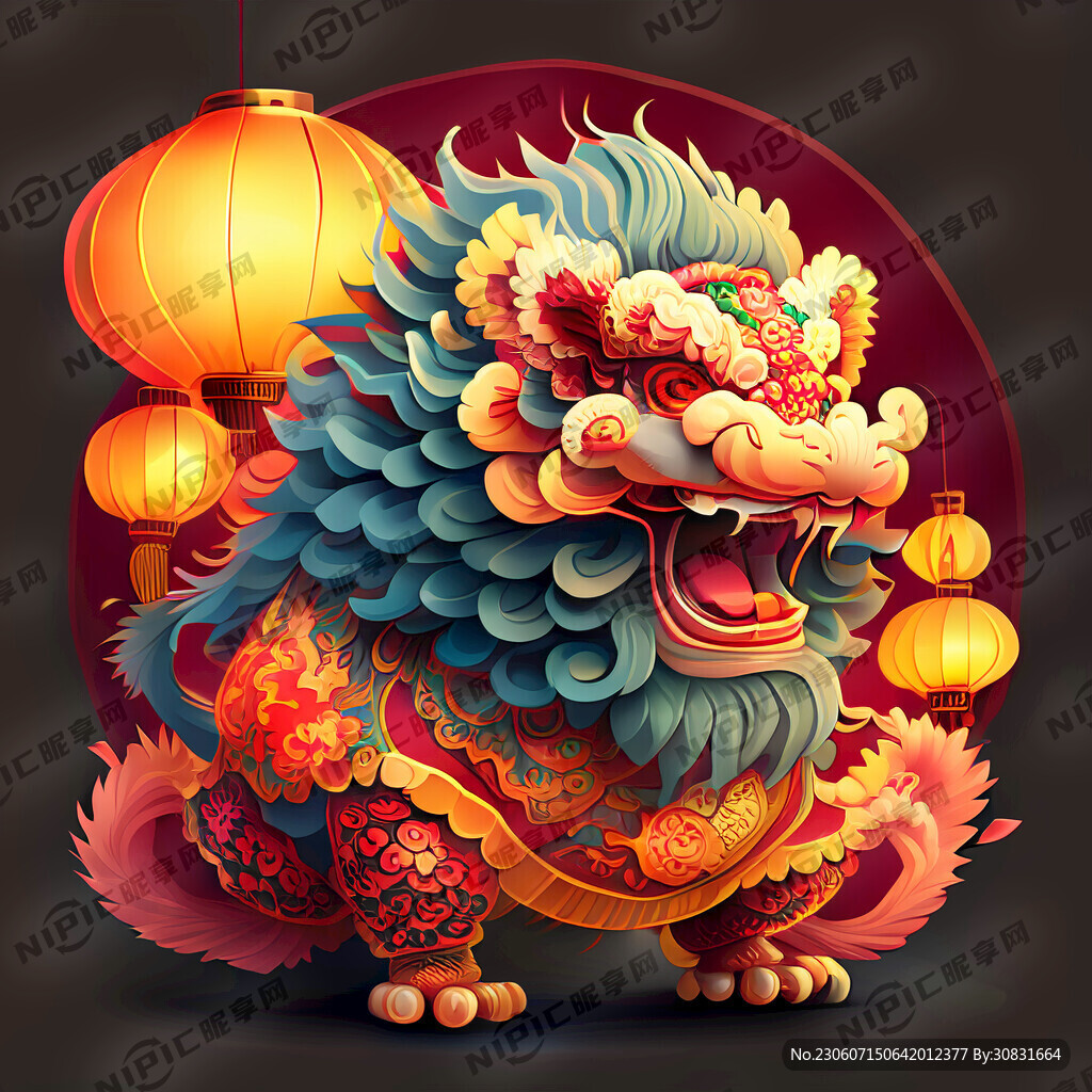 龙年卡通形象 可爱 活泼 舞狮