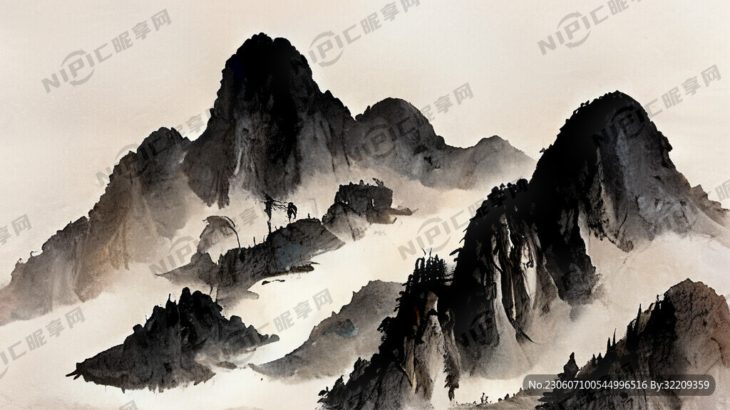 茶文化 水墨 山水