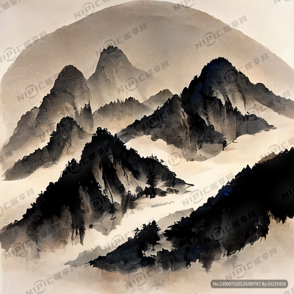 山谷 中国风 中国画 山水