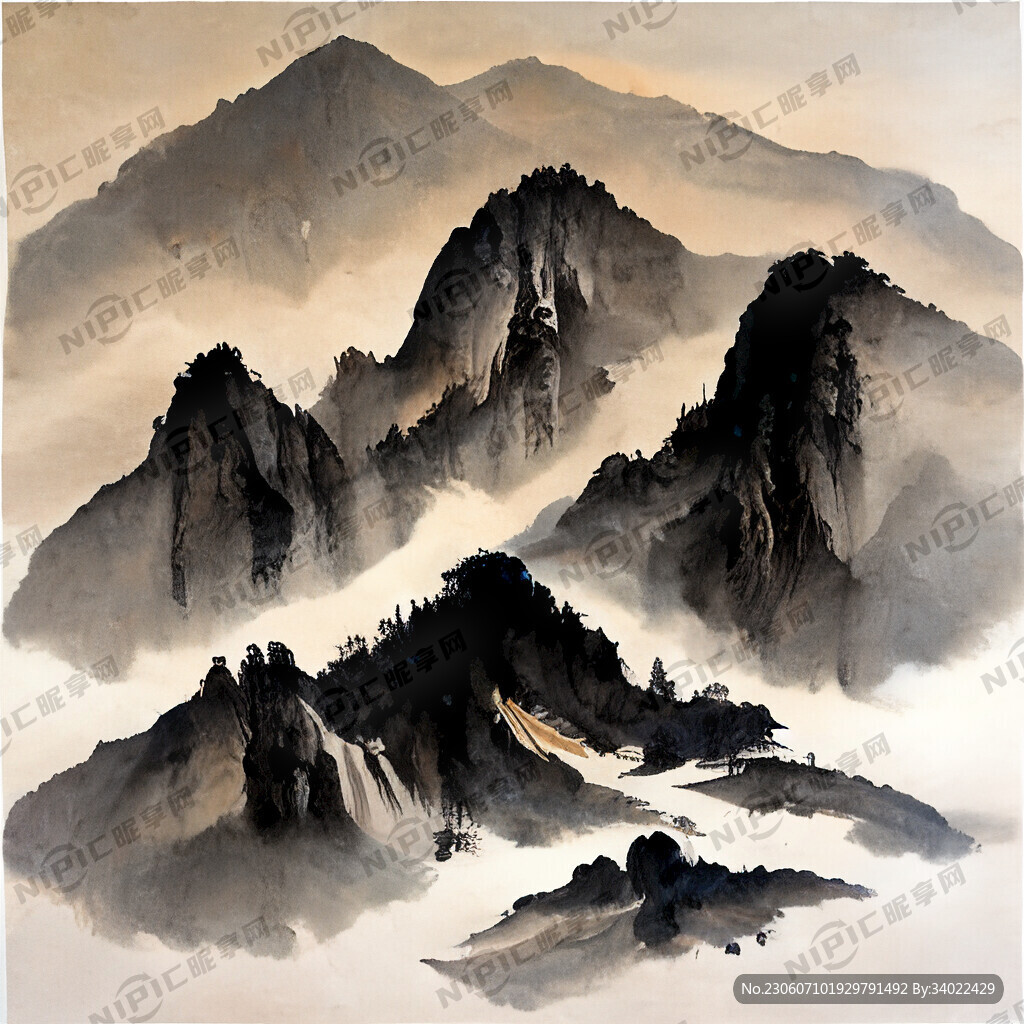 山谷 中国风 中国画 山水