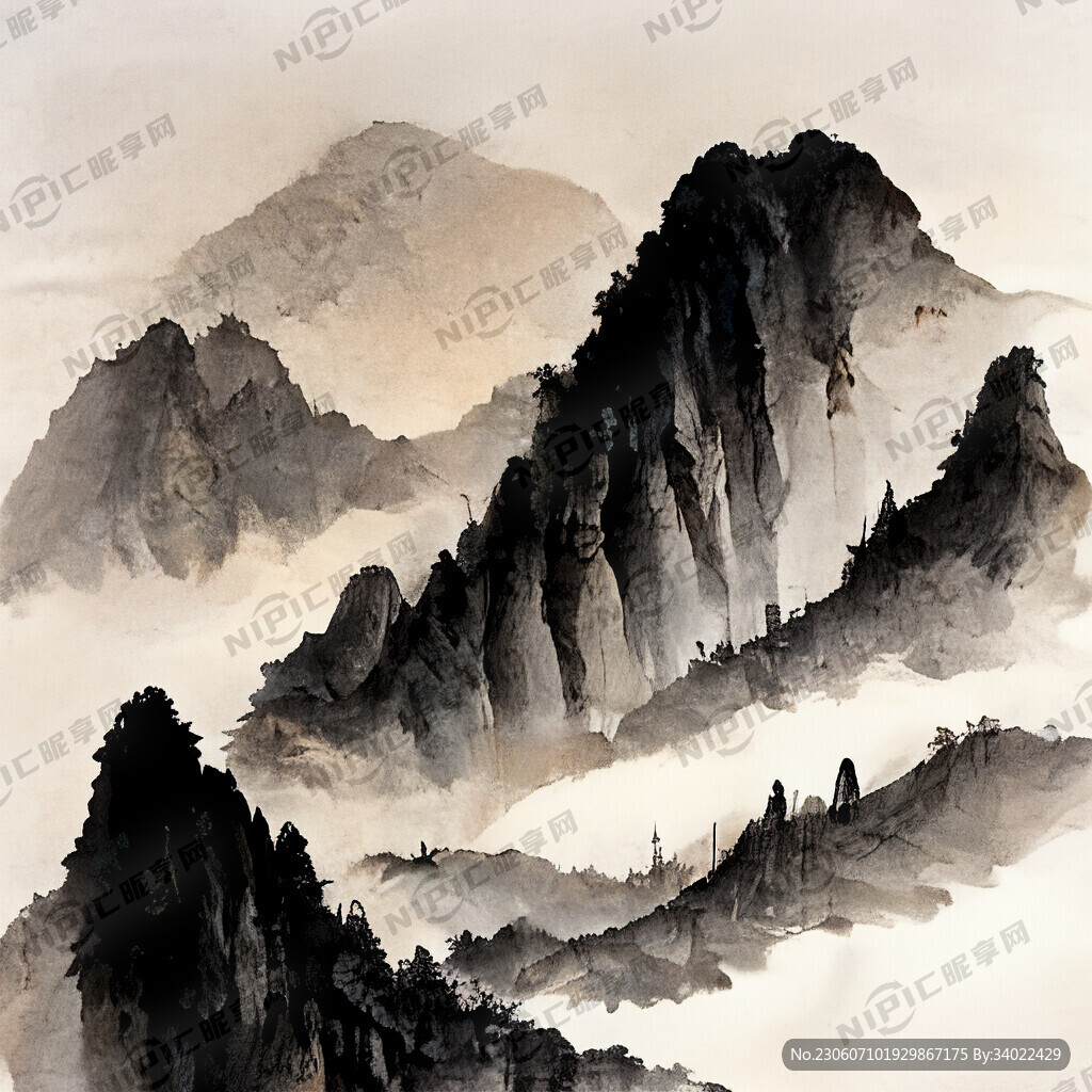 山谷 中国风 中国画 山水