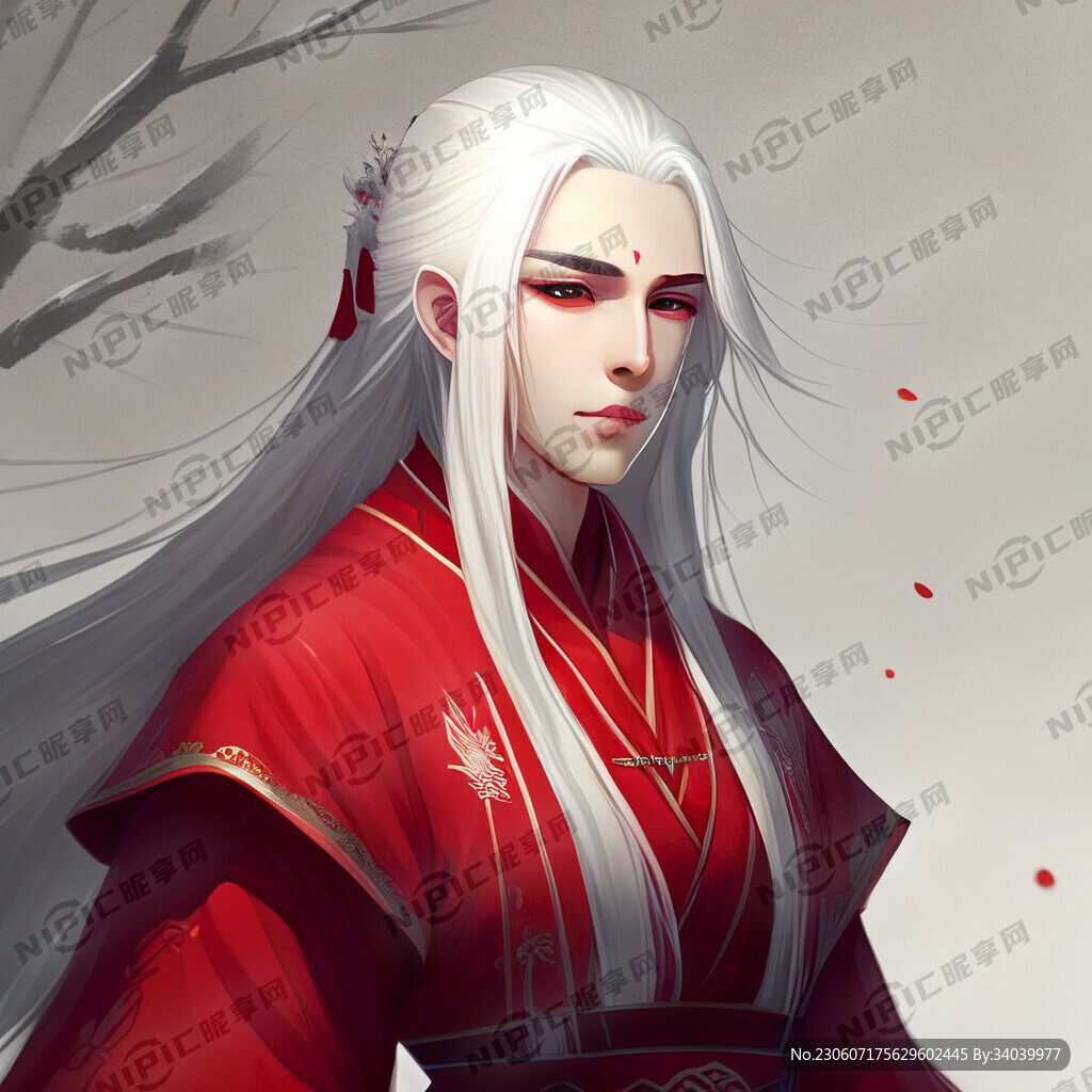 红衣白发古风二次元