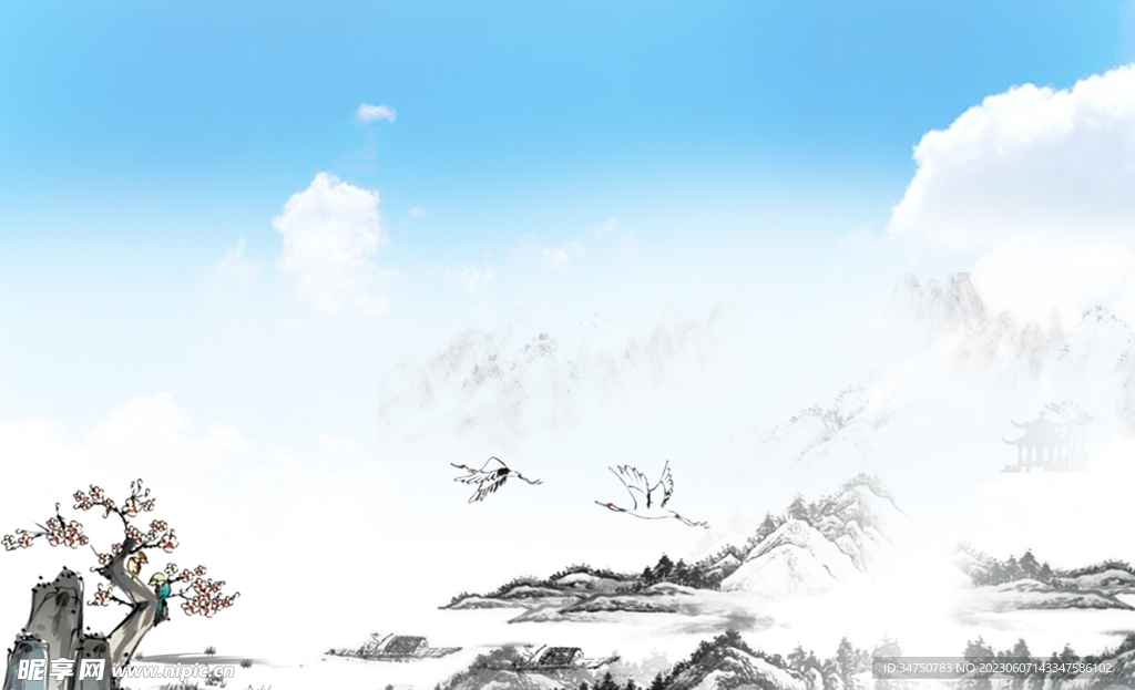 水墨山