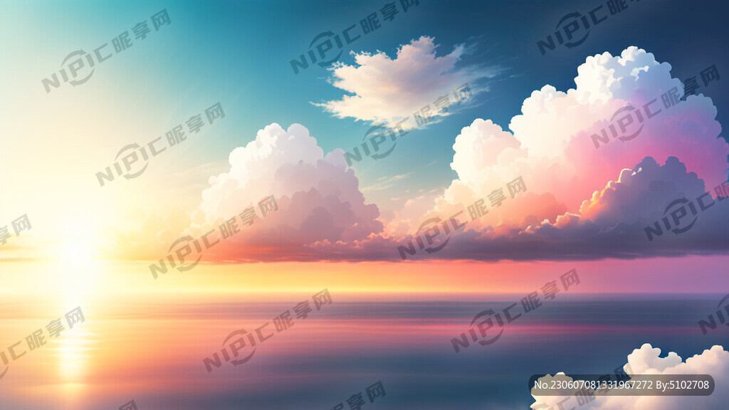 白色背景天空梦幻彩色白云明亮中