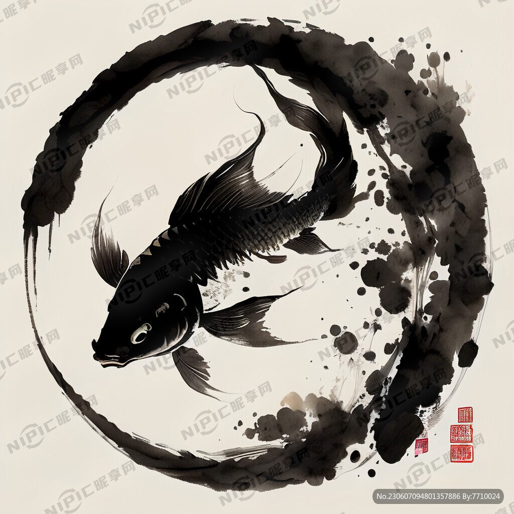 水墨鲤鱼