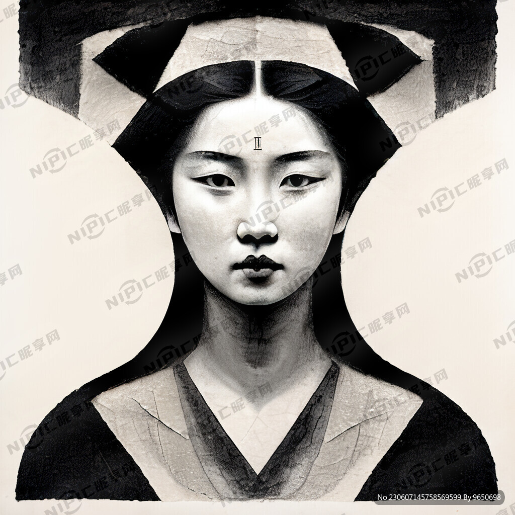 远古人物头像岩画 正面 善良
