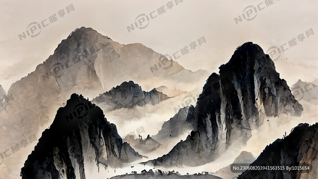 山谷 中国风 中国画 山水