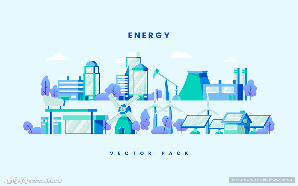 能源城市插画