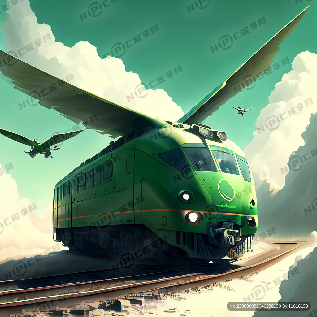 飞翔 天空 绿色火车