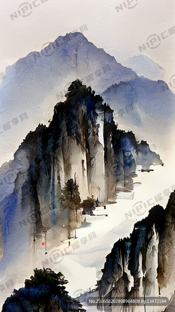 农村 中国风 中国画 山水  