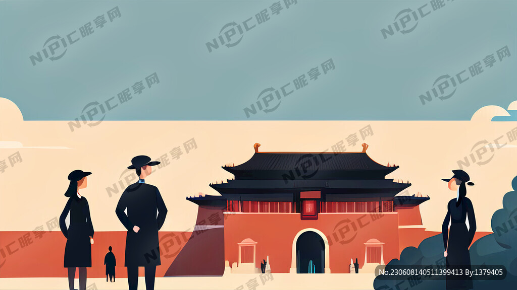 扁平风格 清华大学背景在左边
