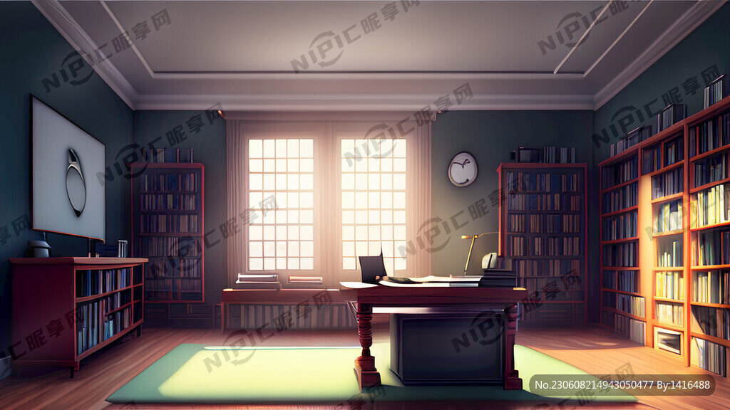 有输出背景的书房